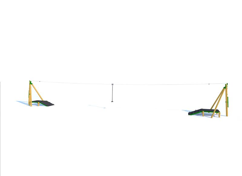 Technical render of a Zip Wire 2-Way (30M)